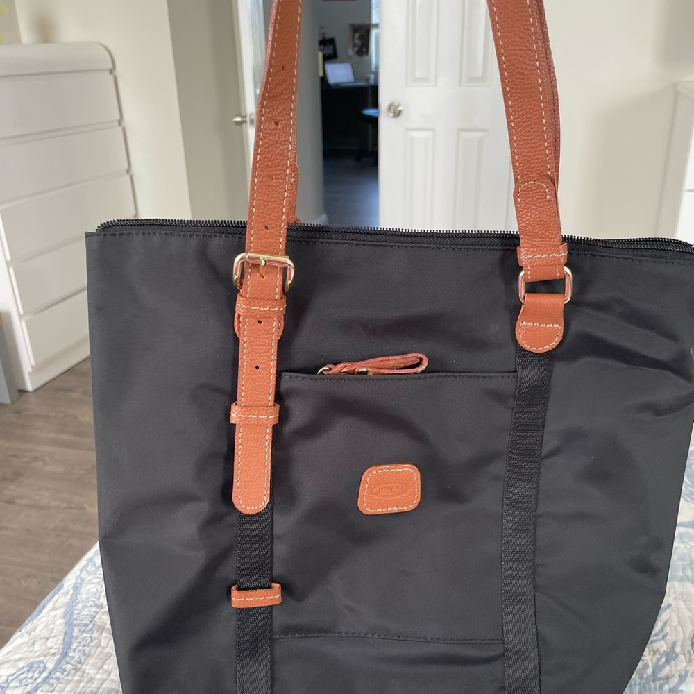 Bric's Milano Handbag Black Nylon & leather Travel Tote Bag